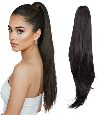 RefynHair Women Brown Long Claw Natural Looking Ponytail Synthetic piece Extension Hair Extension