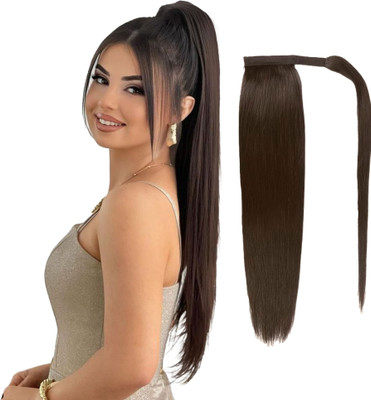 RefynHair Women 40 Gr Barrettes Ponytail 22 Inches Extension With Natural Brown Color Hair Extension