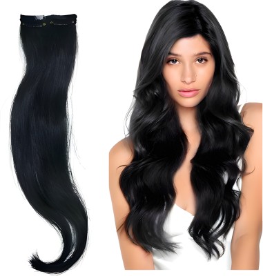 Sai Enterprises 2 Clip Real Look Long Straight  Extension (24 Inch) Black pack of 1 Hair Extension