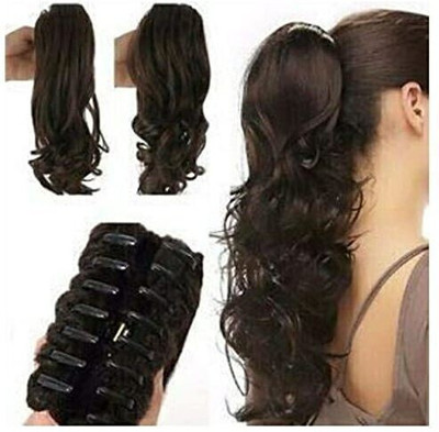 CAMOLA DEVA BLACK Clacher PonyTail Good Length Wavy/Curly  Extension Hair Extension