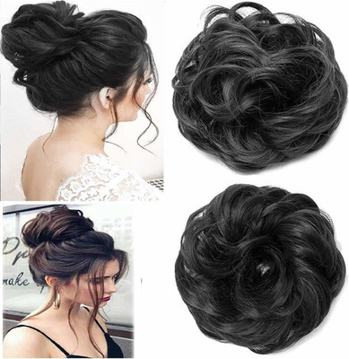 SAMYAK Combo of 2 Funky Messy Instant Juda Bun Maker Curly Wavy Hair Accessory Set(Brown)