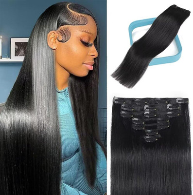 D-DIVINE Straight Clip in  Extensions Real Synthetic  Synthetic  Clip Hair Extension