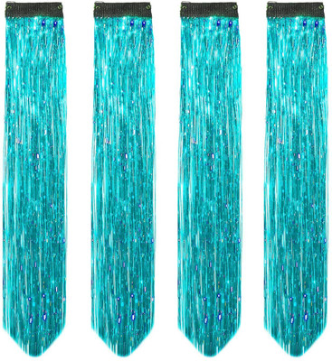 VIVIAN 4pc Glitter  Streak/ Extensions For Women (BLUE) Hair Extension