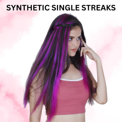 NEAAMA HAIR AND BEYOND Single Clip Colored  Streak Extension With Clip In Straight Piece Highlights Hair Extension