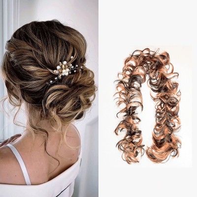 VIVIAN Highlight Synthetic frill Funky messy party hair bride bun for ponytail Hair Extension