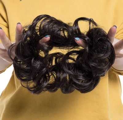Bshine 3 Messy Bun  Piece  Extension With Elastic Rubber Band Bun(Brown) Hair Extension
