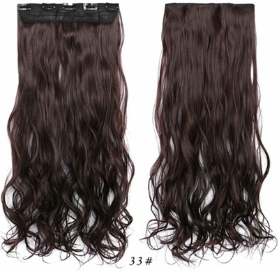 TRESS Beautiful Looks Premium Quality Brown Wavy 5 Clip In Hair Extension