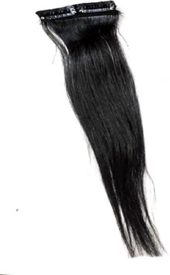 GROWTH Double Clip Human  Streaks (Natural Black) Pack Of 1 Hair Extension