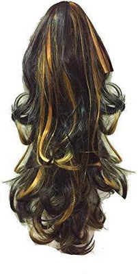 Blushia 5 Clips Based 24Inch Highlighted Golden  Clutcher Extension/Wig Hair Extension