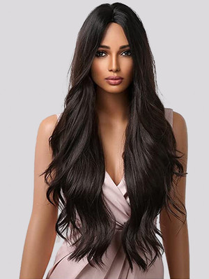 VAGHBHATT Long  Wigs for Women Curly Wavy Synthetic  Middle Part Wig Hair Extension
