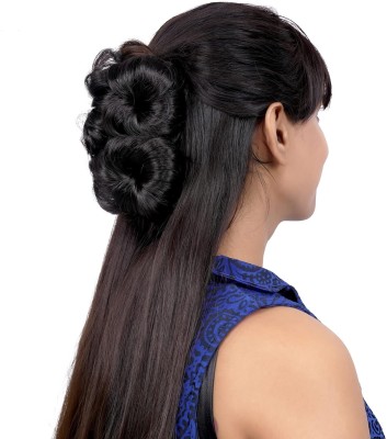 El Cabell Black Flower Design Synthetic Juda Bun hair Extension hair Bun Clutcher Hair Extension