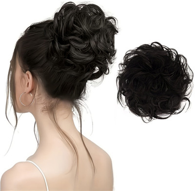 Views 1PCS Messy Bun  Piece Synthetic  Extension (Black, Pack of 1) Hair Extension