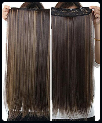 Hamsri Japanese Heat-Resisting Kanekalon Fiber Straight with 5 Clips Brown Highlight-N Hair Extension