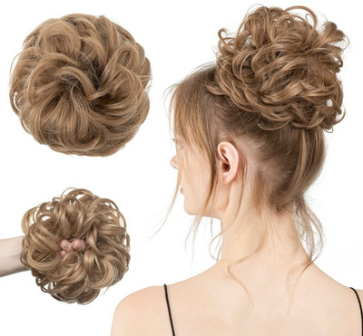 Sheetal Trader Large Messy Bun  Piece Wavy Curly Scrunchies Synthetic  Extensions Hair Extension