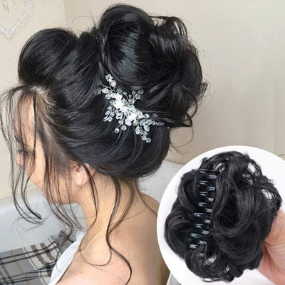 D-DIVINE Claw Clip In  Bun Messy Curly Clip In Claw  pieces Natural Wavy Hair Extension