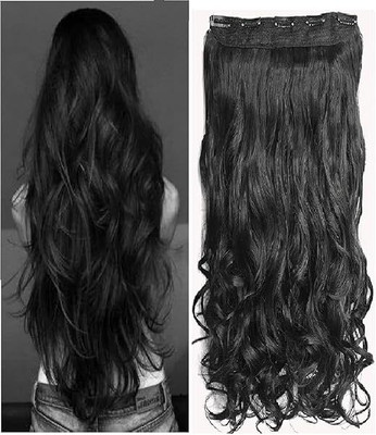 Esnapy  Extensions 24 inch,5 Clips , Black,Pack of 1 Hair Extension
