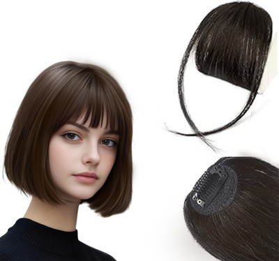 D-DIVINE Clip in Bangs- Synthetic  Bangs Clip in  Extensions Wispy Bangs, Brown Hair Extension