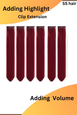 SS clipextension (6 Clip) Real Look High Volume Synthetic  Extension(22 Inch) Red Hair Extension