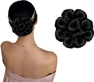 D-DIVINE 1PCS Messy Bun  Piece  Extension With Elastic Black Hair Extension
