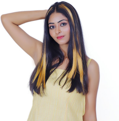 NEAAMA HAIR AND BEYOND Single Clip Colored  Streak Extension With Clip In Straight Piece Highlights Hair Extension