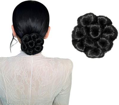 Blushia 1PCS Messy Bun  Piece Synthetic  Extension With Elastic Rubber Black Hair Extension