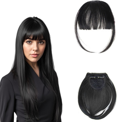 D-DIVINE Double Clip in Bangs- Synthetic  Bangs Clip in  Extensions, Black Hair Extension