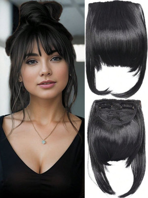 D-DIVINE Clip in Bangs- Fake Bangs Synthetic  Bangs Clip in  Extensions (Brown) Hair Extension