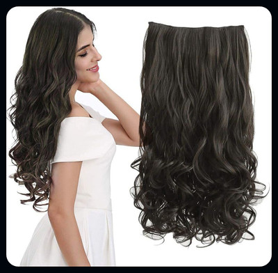 Hamsri Women's 5 Clip 24 Inch Natural Black Straight  Extension Pack of 1-N Hair Extension