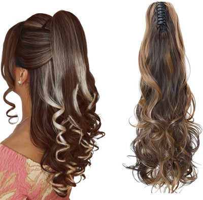 Views  Extensions Multi Step Cut Clutcher Wavy Ponytail (Pack of 1) (Highlighted) Hair Extension