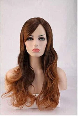 Ritzkart 25cm Long Wavy Full Head Synthetic Brown & Coffee Color Mix Ombre  Wig Hair Extension