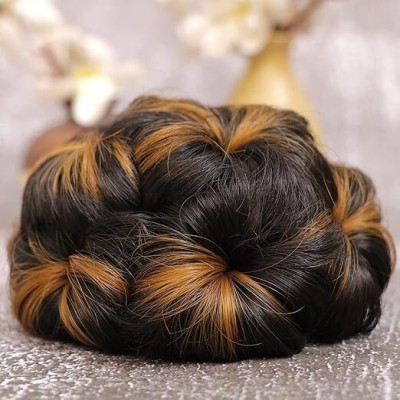 TRESS Stylish goldenhilight bun for wedding and party Hair Extension