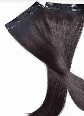 R A Products RA 2Clips Straight  Volumlizer Extension Invisible sidePatches 16 inch Black Hair Extension