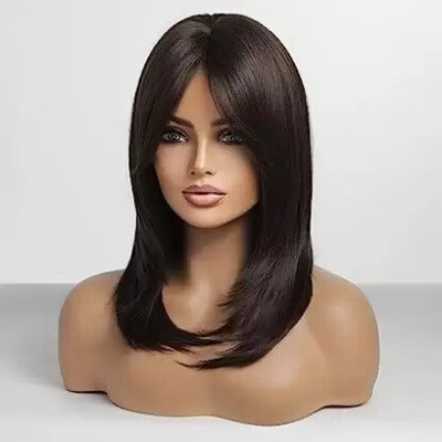 CRIBE fancyb full head black color straight hair wig/extension with franch (forhead) Hair Extension