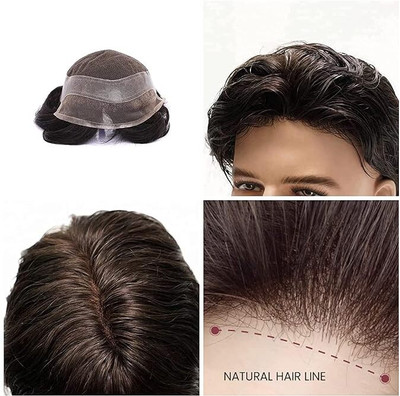 Lebene Golden Mirage 9x6 Front Lace Human  Wig Patch for Men | Natural Black Hair Extension