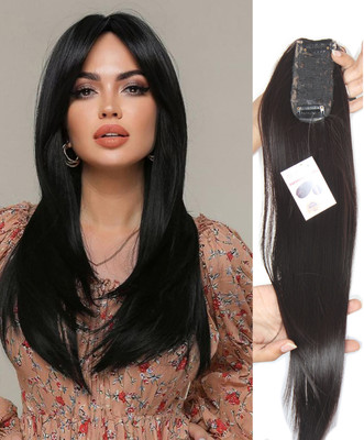 Ritzkart 20 Inch Clip in Synthetic Long  4.5 X 2 Inch Dark Brown Thin  Topper Hair Extension