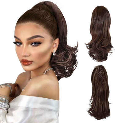 glamvibe 22inches Dark Brown Multi Step Ponytail|Curly Step Cut Ponytail| Hair Extension