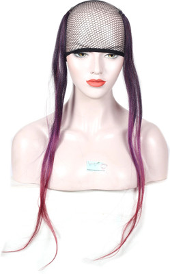 Ritzkart 2pc 20inch STRAIGHT Double knotted  Extensions Colored Clip on Streaks.. Hair Extension