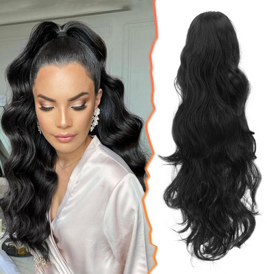 Getvock Claw Clip Ponytail Extension, 22 In Black  Wavy Ponytail  Extensions Hair Extension