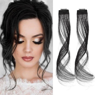 Getvock Natural Long Wavy Curly 3D Air Bangs  Clip in Extensions Hair Extension