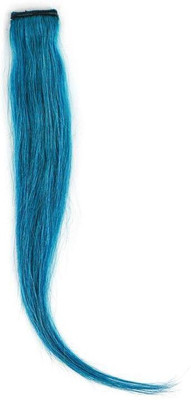RefynHair Women Natural Human  Teal Blue Color 18 Inches With Pack of 1 Hair Extension