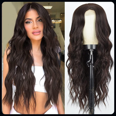 Hamsri Women Curly Wavy Long  Full Head Wig Black (24 Inch)-N Hair Extension