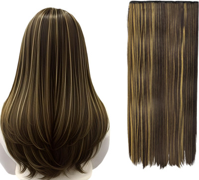 Blushia Synthetic  Highlight Hole Extensions 5 Clips Based 24 inch Hair Extension