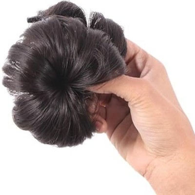 El Cabell 2 Flower Claw Clip-In hair Bun | Artificial Juda Clutcher hair Bun Women (Brown) Hair Extension