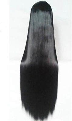 A B S clip on and go long black straight hairpiece like real Hair Extension