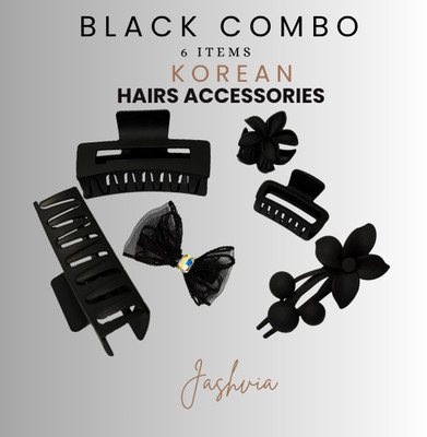 jashvia Black Korean  Accessories Combo Hair Extension