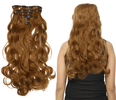 EASYOUNG 6Pcs 14 Clips 24Inch Curly/Wavy Full Head Clip In On Extensions Women Brown Hair Extension