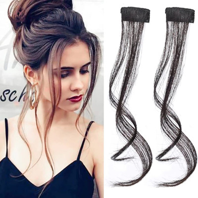 D-DIVINE Natural Long Wavy Curly 3D Air Bangs  Clip in Extensions Hair Extension