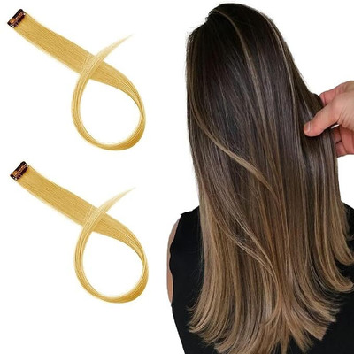 SHEETAL CREATIONS 2 Pcs Single Clip Synthetic  Side Covers Up Extension/Patch (Natural Brown) Hair Extension