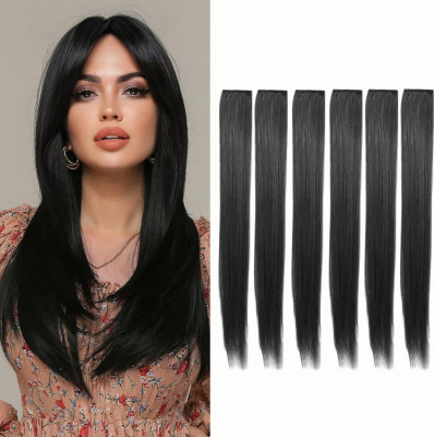 SS clipextension Natural look 6 clip single black clip hair extension for women easy to wear Hair Extension
