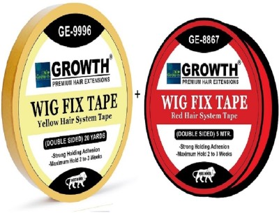 GROWTH Double-sided  Patch Tape Transparent Waterproof, (Red & Yellow Tape Combo) Hair Extension